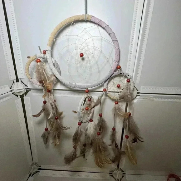 Handmade Dream Catcher With Feathers Beads - Picture 1 of 3